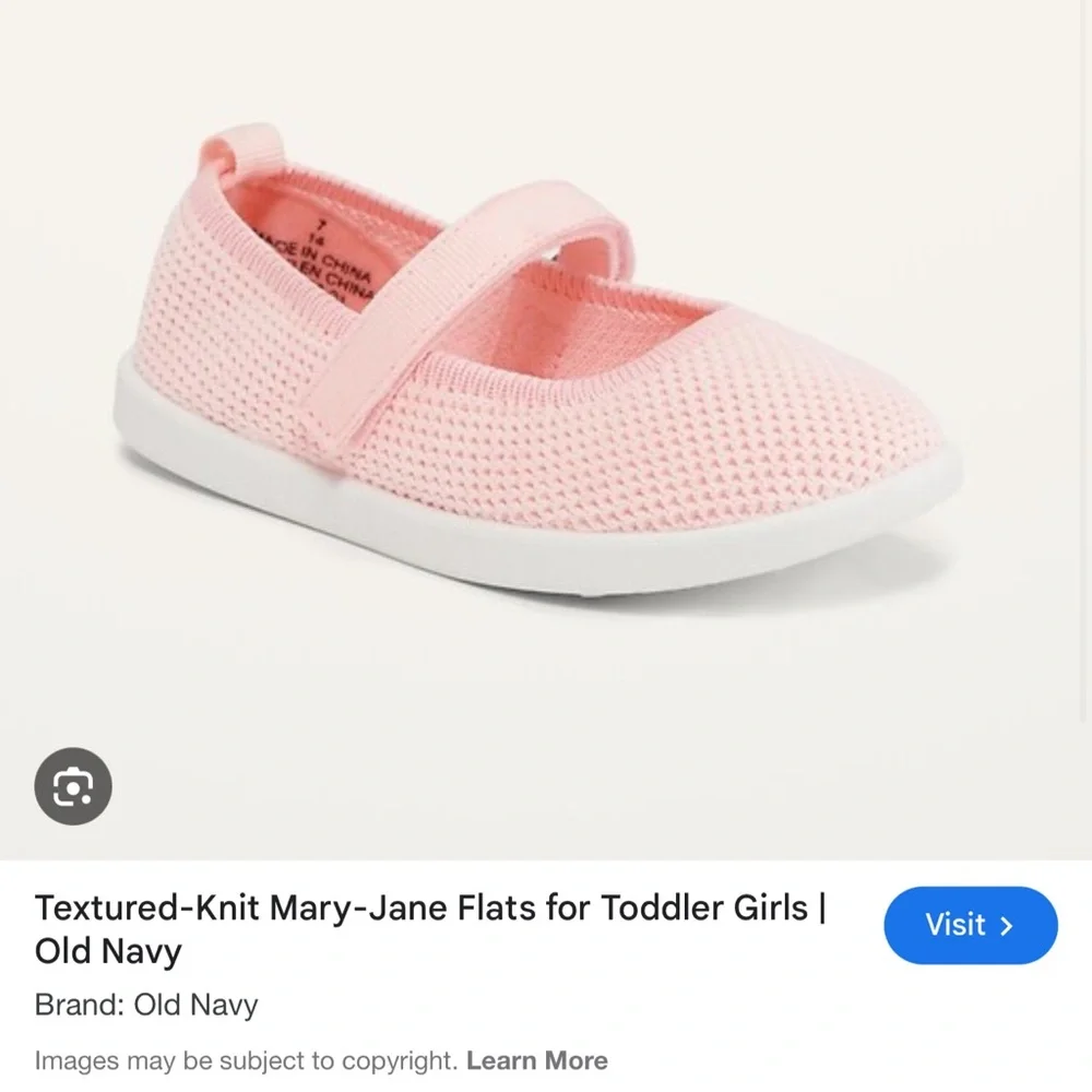 NWT Old Navy Pink Knit Mary-Jane Flats Velcro Strap
